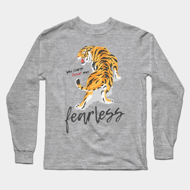Tiger Fearless Long Sleeve T-Shirt by Mako Design 